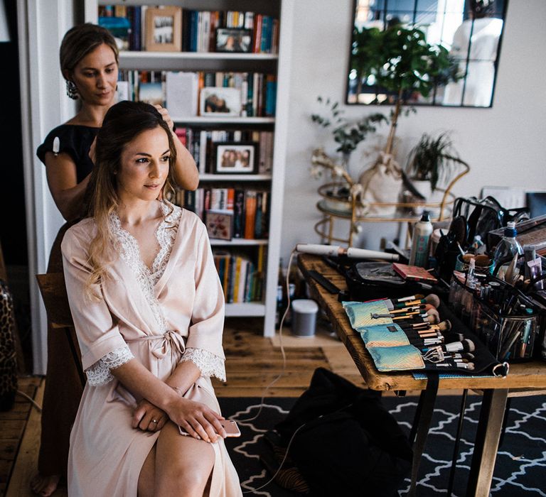 Bridesmaid Preparations At Bride's Home