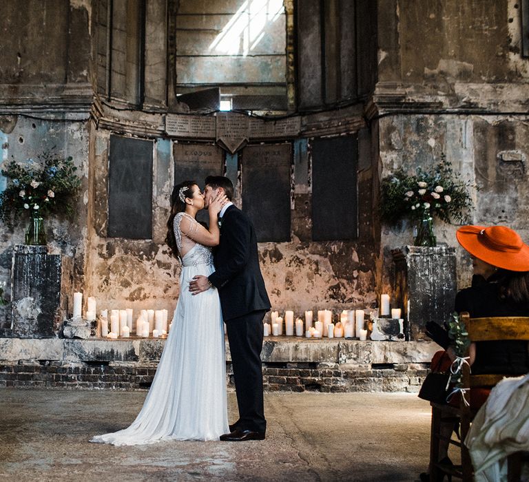 Bride and Groom During Ceremony In London