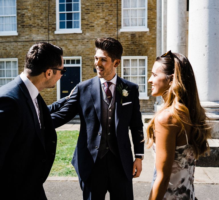 Groom Greets Guests At Asylum Chapel In London