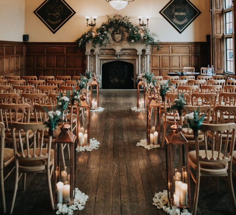 The Elvetham wedding ceremony room with ornate fireplace