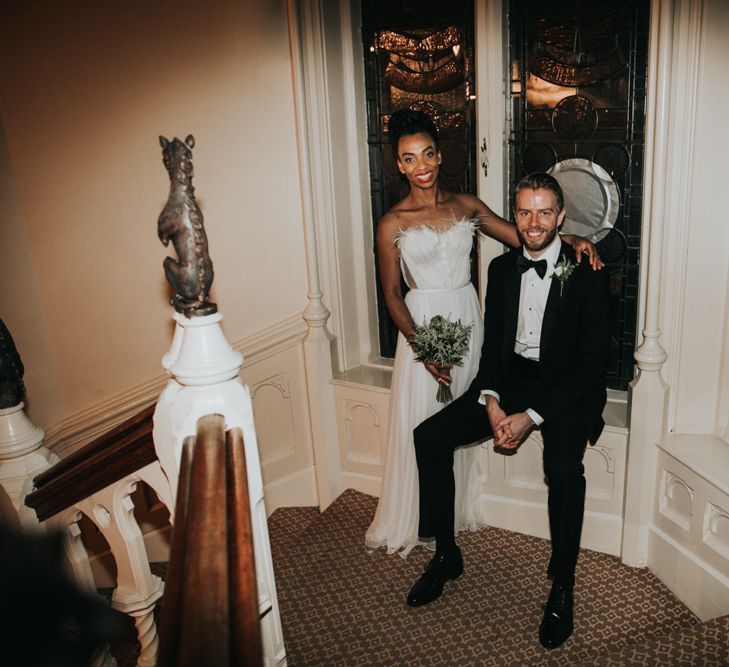 Winter wedding at The Elvetham with bride and groom in black tie attire