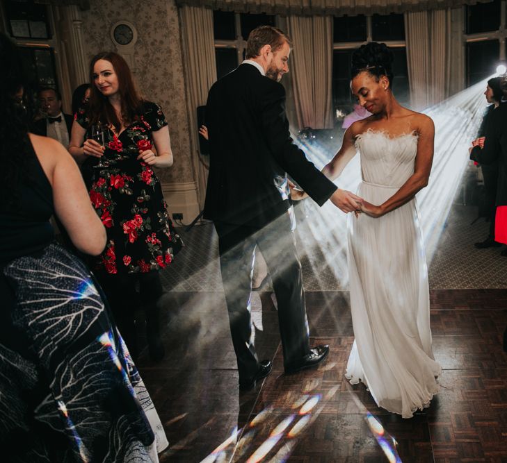 First dance with bride in Mira Zwillinger wedding dress