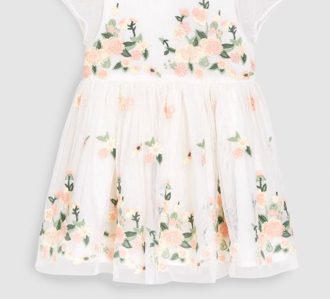 Next Ecru Floral Embridered Dress