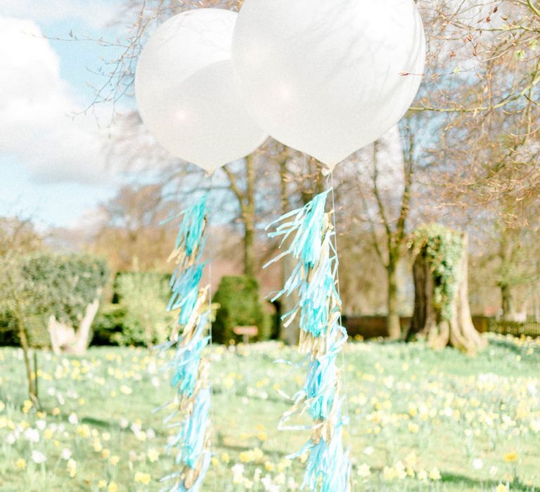 Giant Balloons with Tissue Tassel Ribbons Wedding Decor