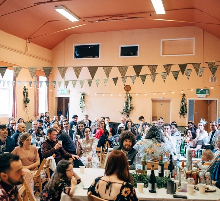 Beautiful DIY Village Hall Wedding For Under £5k // Guests Made Food // Bride Wears Needle &amp; Thread // Images By Dale Weeks Photography