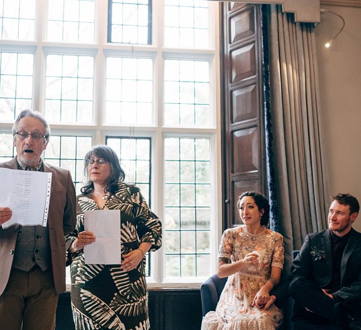 Registry Office Wedding Ceremony // Beautiful DIY Village Hall Wedding For Under £5k // Guests Made Food // Bride Wears Needle &amp; Thread // Images By Dale Weeks Photography