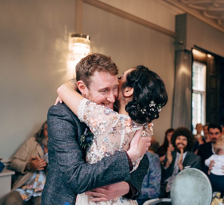 Registry Office Wedding Ceremony // Beautiful DIY Village Hall Wedding For Under £5k // Guests Made Food // Bride Wears Needle &amp; Thread // Images By Dale Weeks Photography