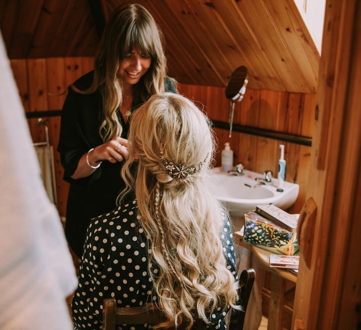 Aurora Hair Comb with Stars and Sparkles by Tilly Thomas Lux | Mykonos Rewritten Bridesmaid Dresses for an Epic Clifftop Coastal Wedding | Nic Ford Photography