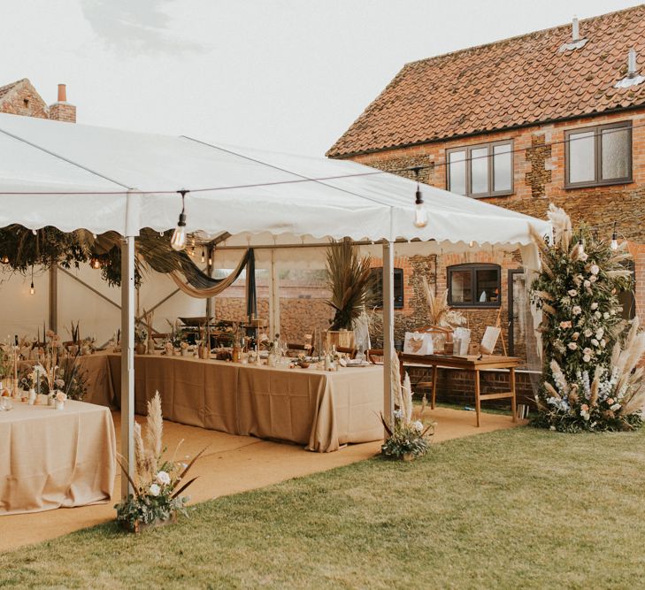 Boho, home, marquee reception for August 2020 wedding