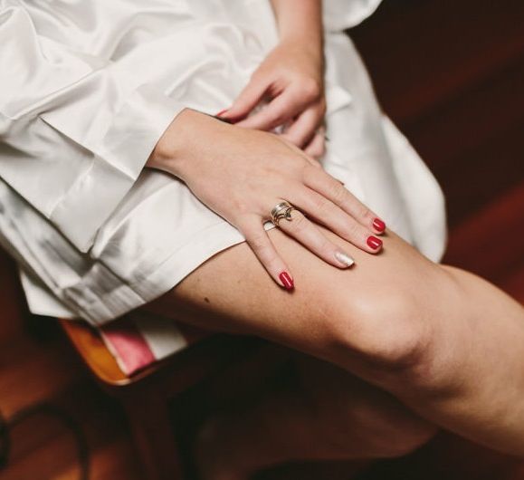 Bride with Red and Gold Nail Polish