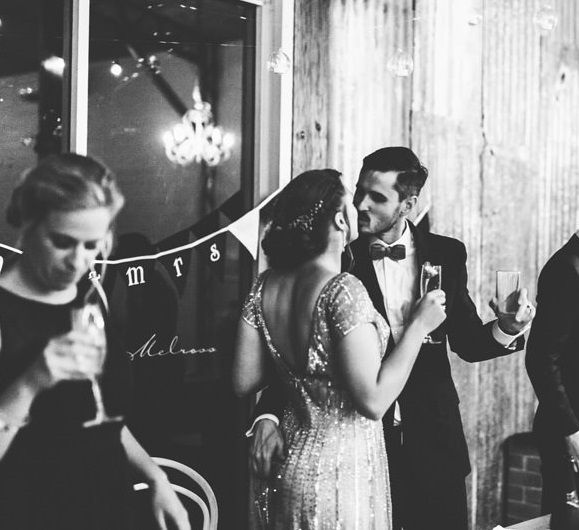 Bride and Groom During Evening Reception