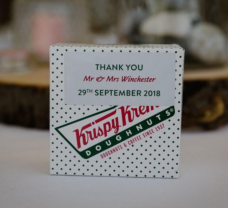 Krispy Kreme Doughnut Wedding Favour | Lusty Glaze Beach Wedding Newquay Cornwall | Alexa Poppe Photography