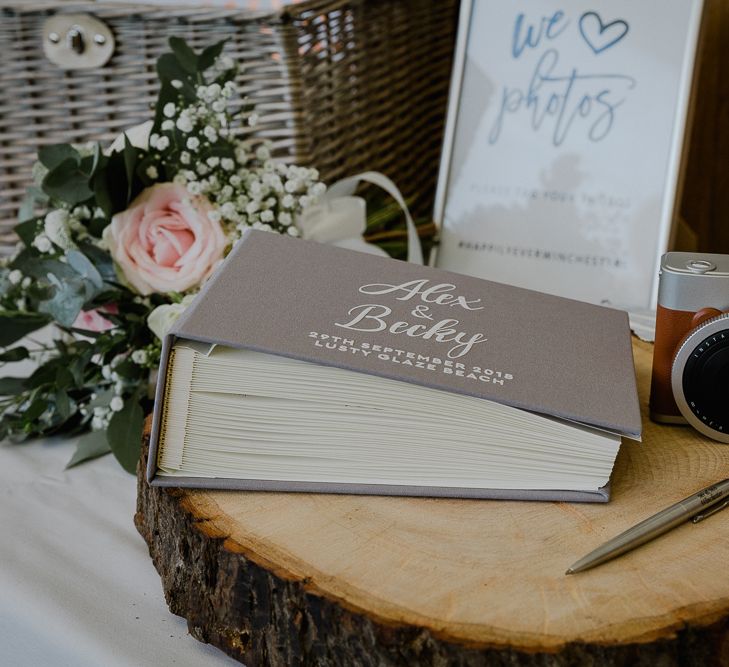 Polaroid Picture Guest Book Wedding Station | Lusty Glaze Beach Wedding Newquay Cornwall | Alexa Poppe Photography