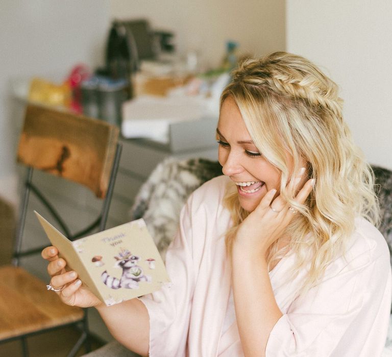 Bridesmaid During Bridal Preparations In getting Ready Robe