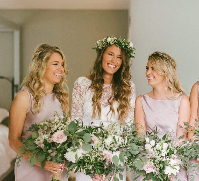 Bridal Party In Pink Ghost Bridesmaid Dresses