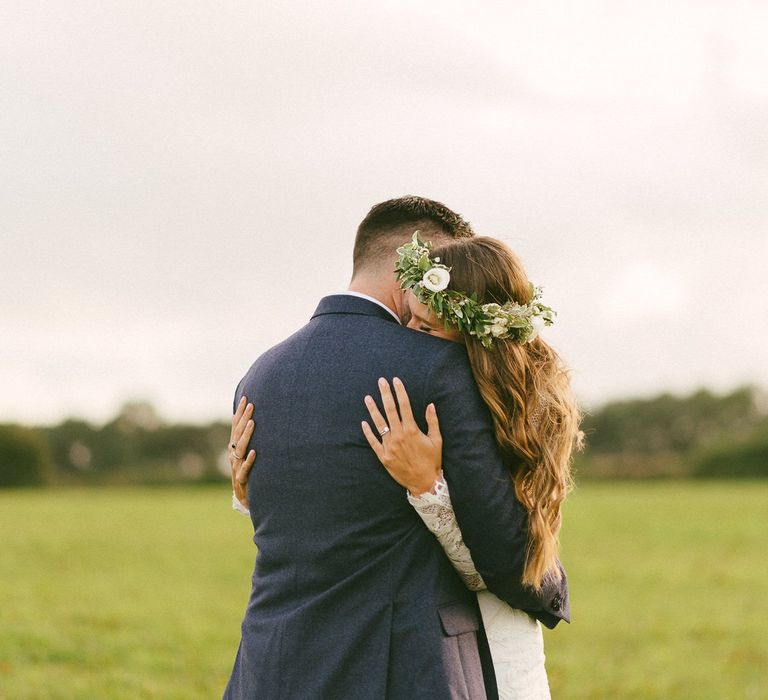 Bride and Groom Embrace Portrait