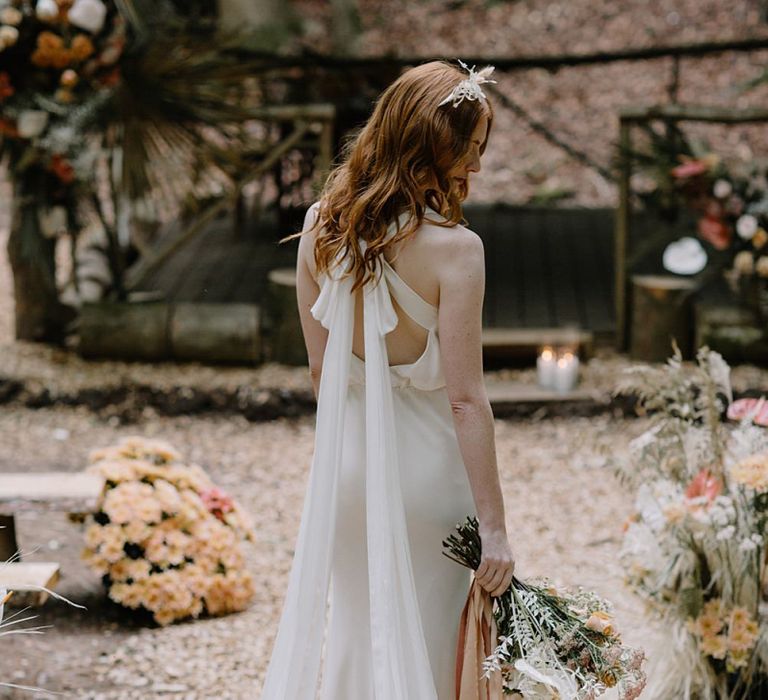 Fitted Wedding Dress with Cross Over Bow Back Detail