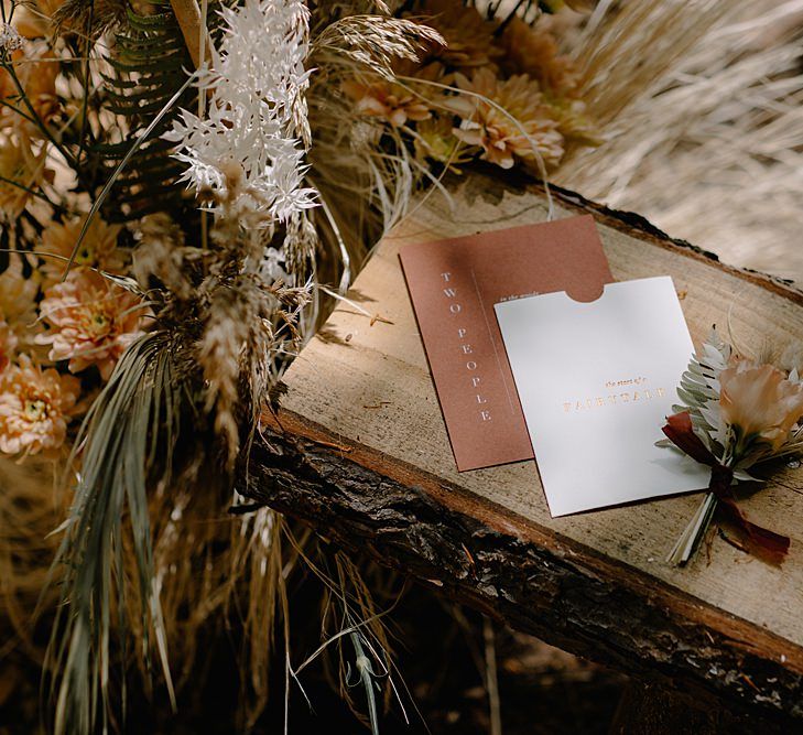 Rust, White and Gold Minimalist Wedding Stationery