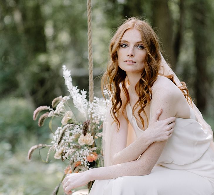 Beautiful Bride with Natural Makeup and Wavy Hair