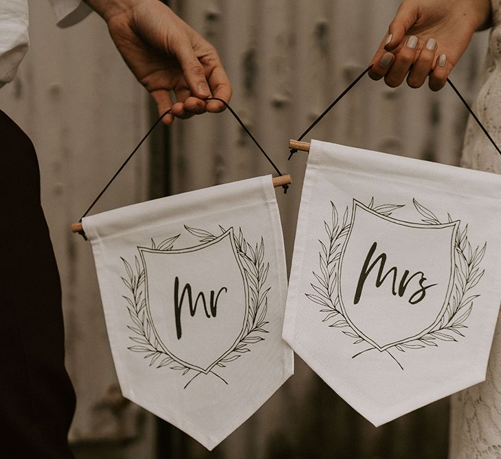 Cute Mr &amp; Mrs Flag Banners