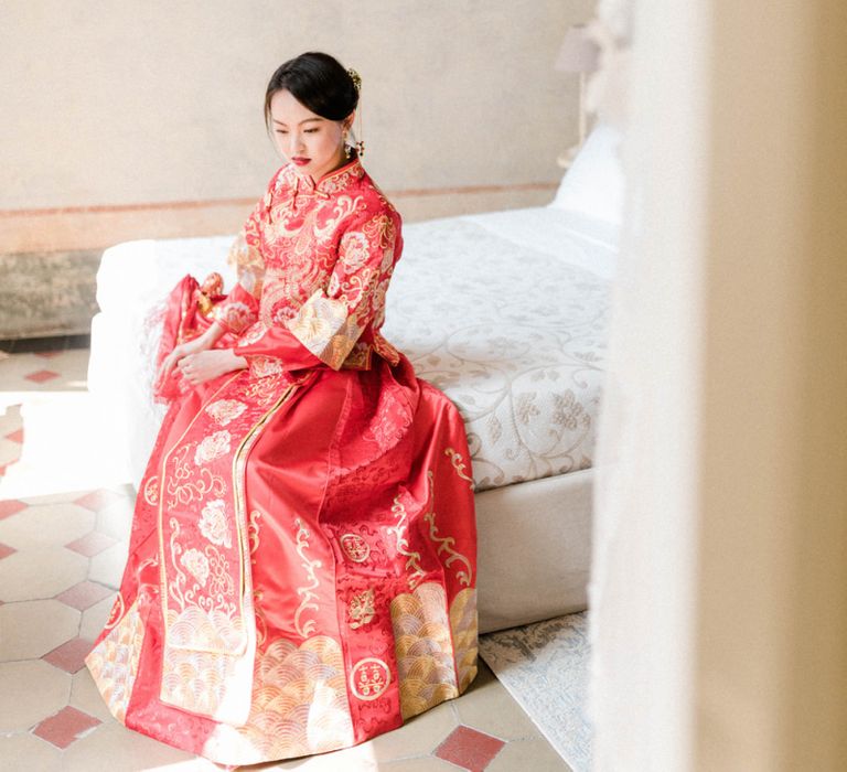 Bride in Traditional Chinese Red Dress