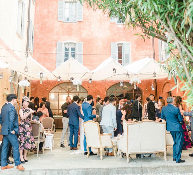 Italian Villa with Hanging Chinese Lanterns Wedding Decor