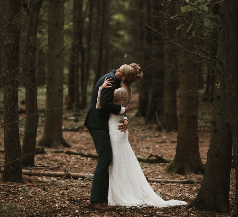 Bride &amp; Groom Golden Hour Portraits // Anna Kara Bridal // James Frost Photography // DIY Village Hall Wedding