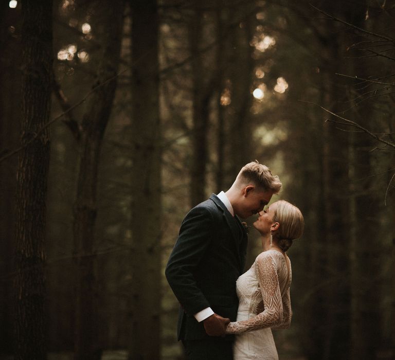 Bride &amp; Groom Golden Hour Portraits // Anna Kara Bridal // James Frost Photography // DIY Village Hall Wedding