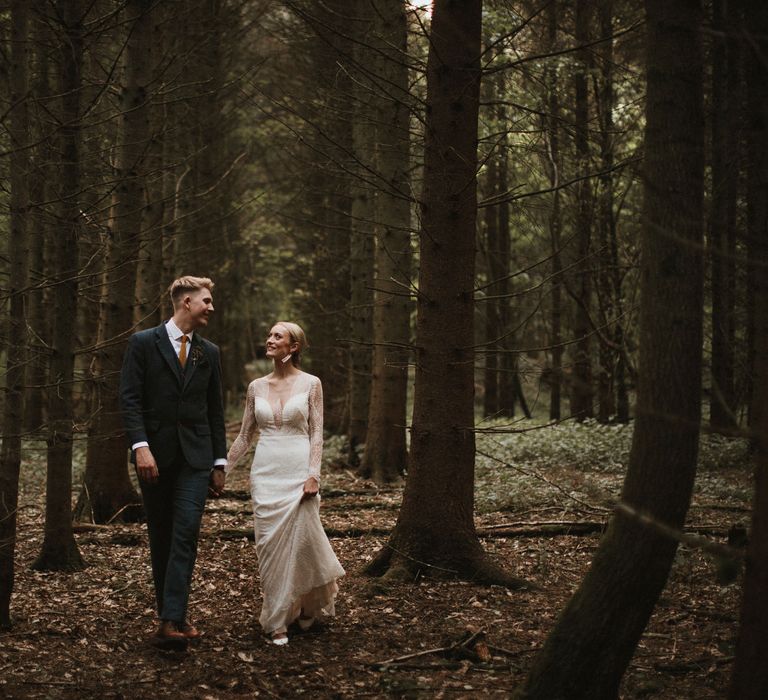 Bride &amp; Groom Golden Hour Portraits // Anna Kara Bridal // James Frost Photography // DIY Village Hall Wedding