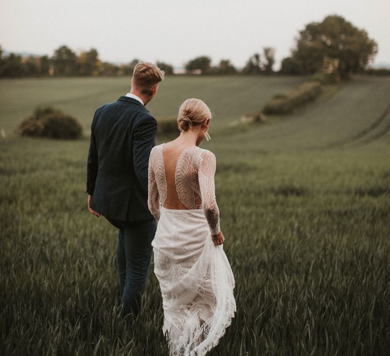 Bride &amp; Groom Golden Hour Portraits // Anna Kara Bridal // James Frost Photography // DIY Village Hall Wedding