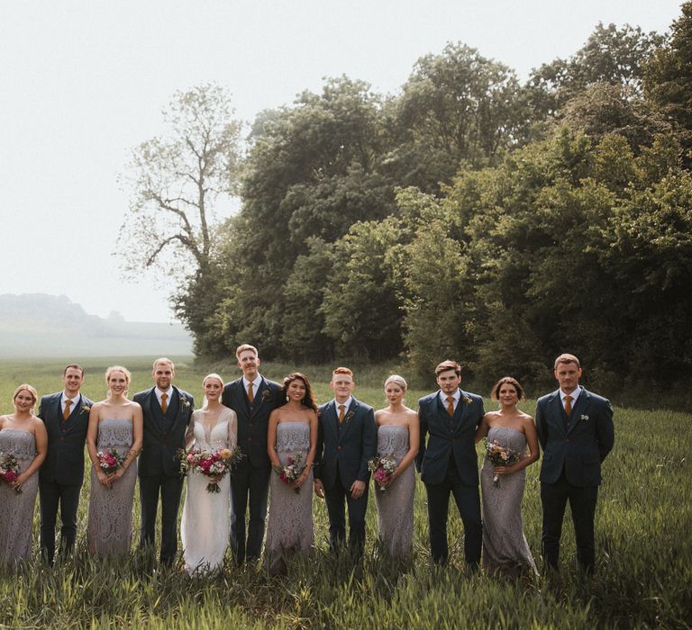 Bridesmaids In Pale Grey Dresses // Anna Kara Bridal // James Frost Photography // DIY Village Hall Wedding Lilley // C of E Wedding Ceremony // Vinyl Record Wedding Favours