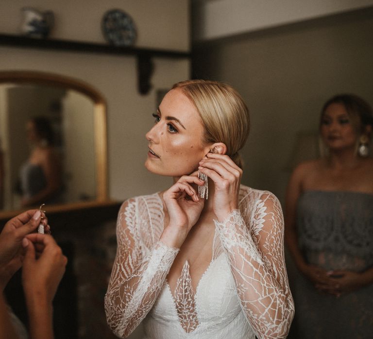 Cobweb Lace Long Sleeved Wedding Dress // Anna Kara Bridal // James Frost Photography // DIY Village Hall Wedding Lilley // C of E Wedding Ceremony // Vinyl Record Wedding Favours