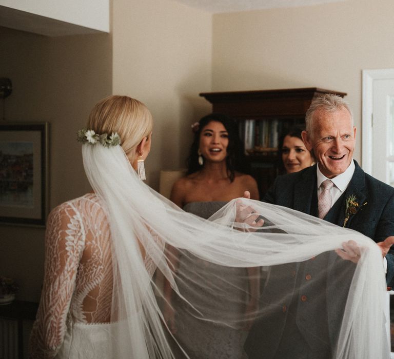 Veil With Floral Hair Clip For Bride // Anna Kara Bridal // James Frost Photography // DIY Village Hall Wedding Lilley // C of E Wedding Ceremony // Vinyl Record Wedding Favours