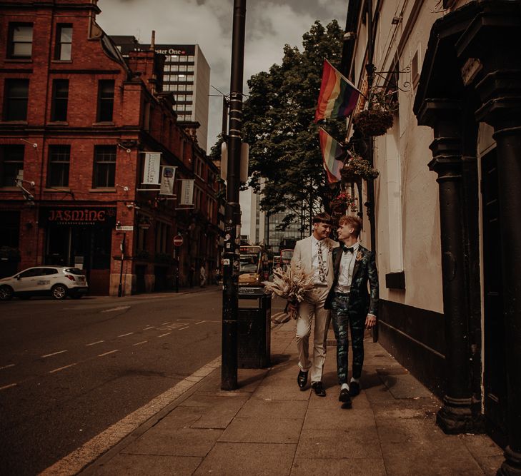 Stylish grooms at Manchester elopement