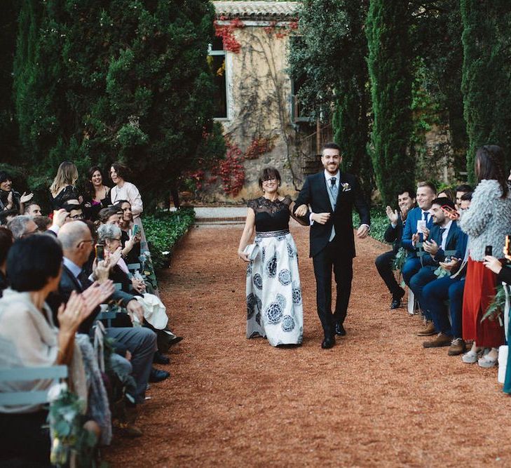 Outdoor Wedding Ceremony Mother of the Groom and Groom Entrance