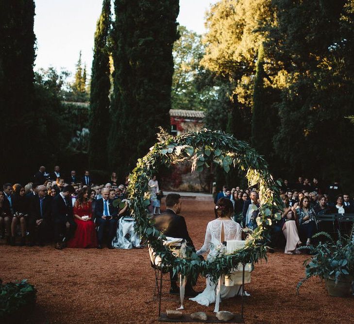 Foliage Moon Gate Altar for Outdoor Wedding Ceremony