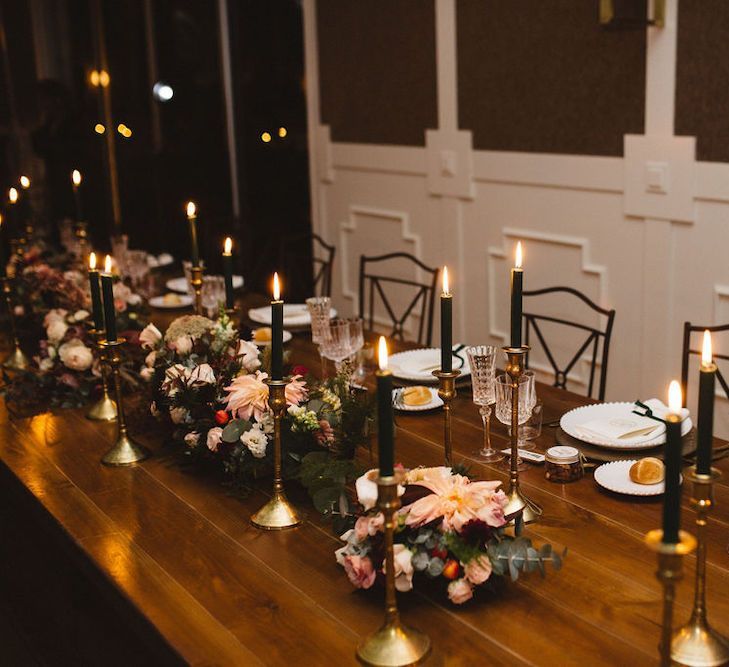 Elegant Table Decor with Candle Light and Floral Centrepieces