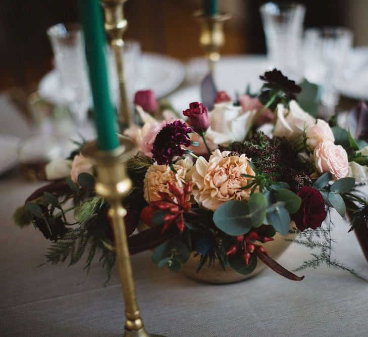 Floral Table Centrepiece in Gold Vessel