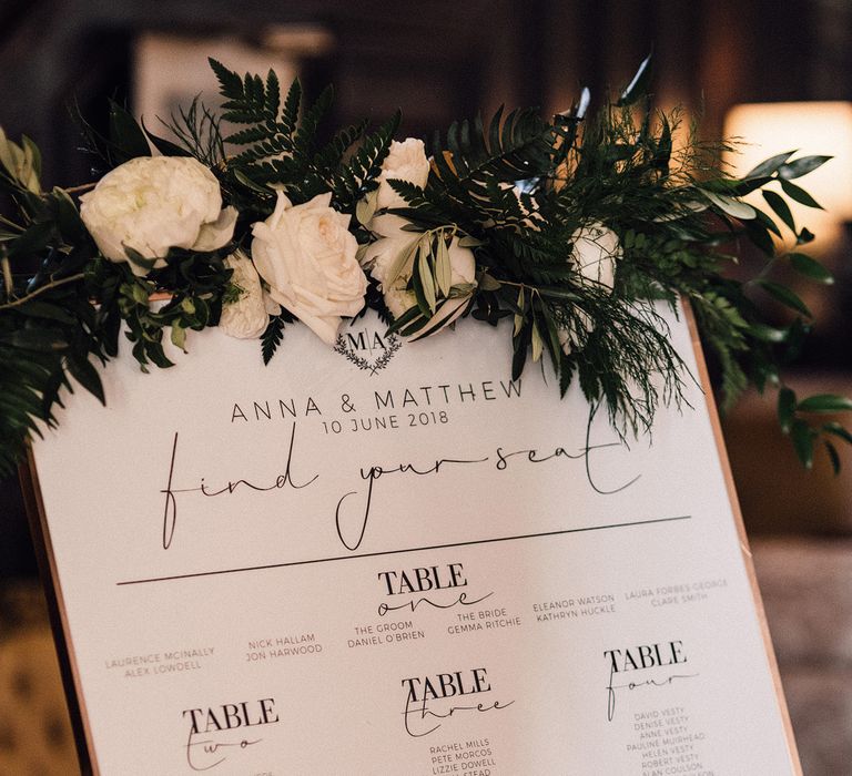 Monochrome Table Plan For Wedding // Images From Samuel Docker Photography