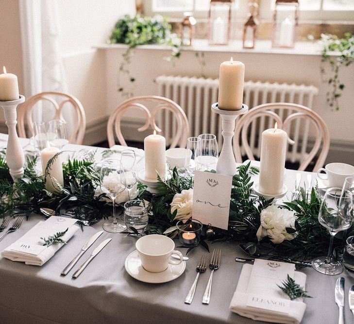 Grey, Ivory &amp; Green Wedding Decor // Image By Samuel Docker Photography