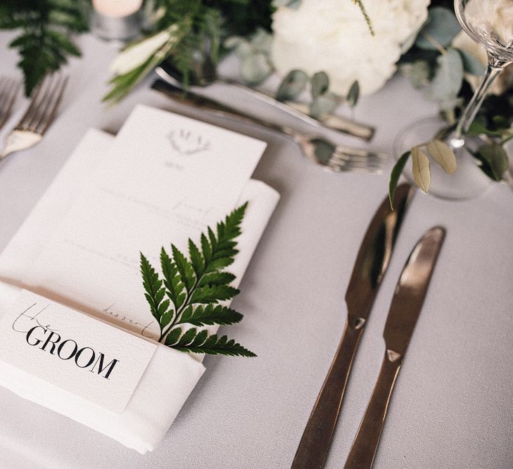 Grey, Ivory &amp; Green Wedding Decor // Image By Samuel Docker Photography