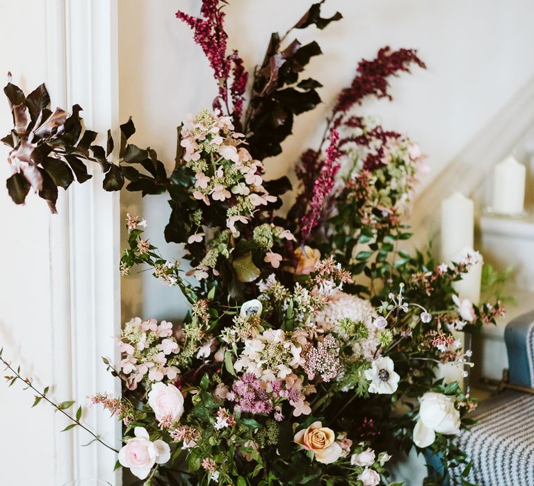 Floral Installation On Staircase // Image By John Barwood Photography