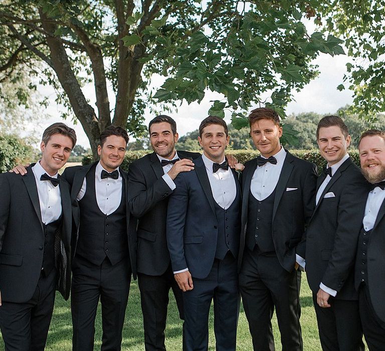 Groomsmen in Black Tie Suits | Pastel Pink &amp; Mint Green Wedding at Granary Estates Suffolk | Julia &amp; You Photography