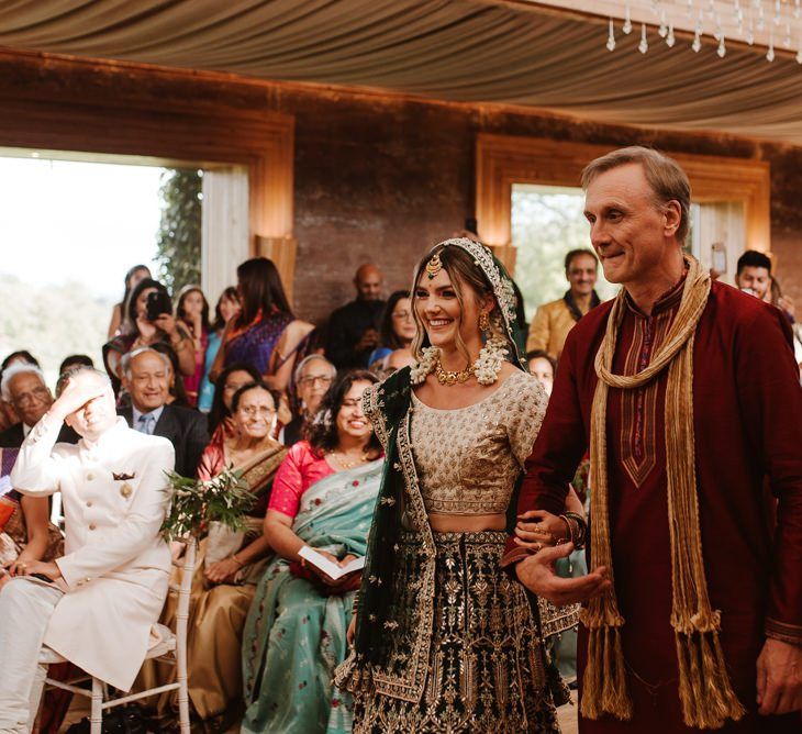 Hindu wedding ceremony bridal entrance in Indian sari