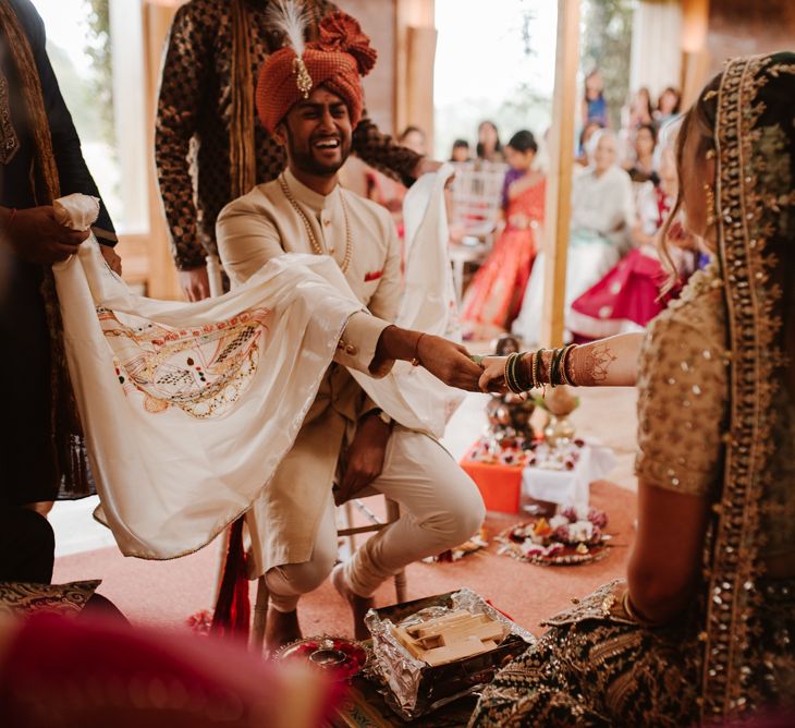 Hindu wedding ceremony under a mandap followed by a civil wedding ceremony