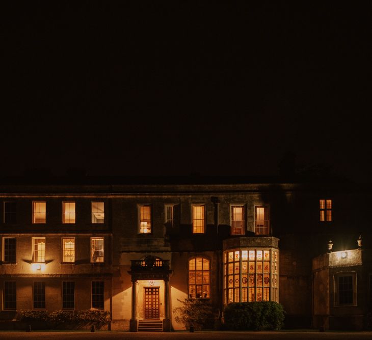 Elmore Court wedding venue at night