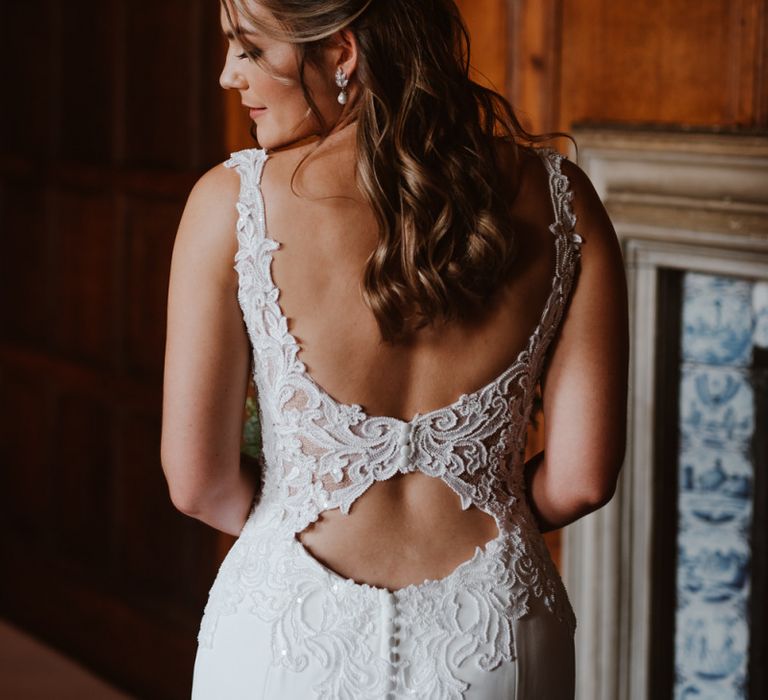 Wedding dress with low back and lace detail