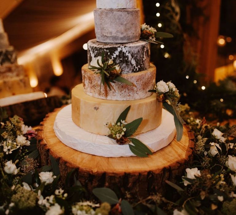 Alternative cheese tower wedding cake