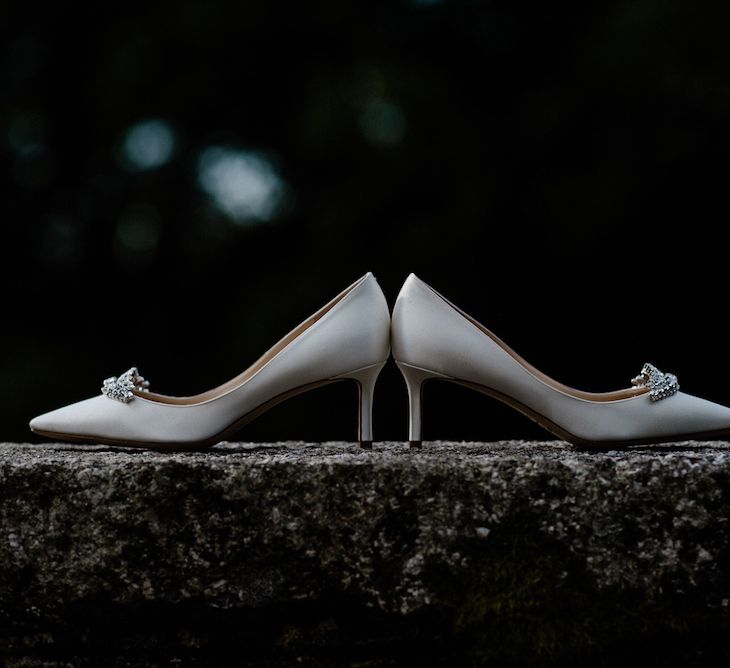 Jimmy Choo Jewel Encrusted Bridal Shoes | Outdoor Cornish Wedding at Boconnoc Estate | Nick Walker Photography