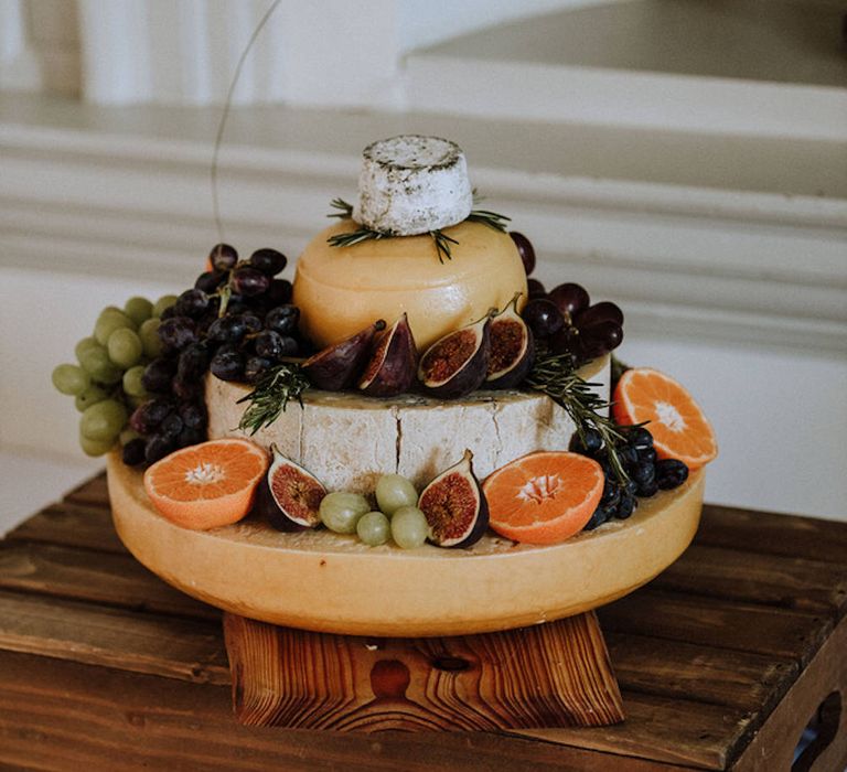 Cheese Tower Wedding Cake | Outdoor Cornish Wedding at Boconnoc Estate | Nick Walker Photography